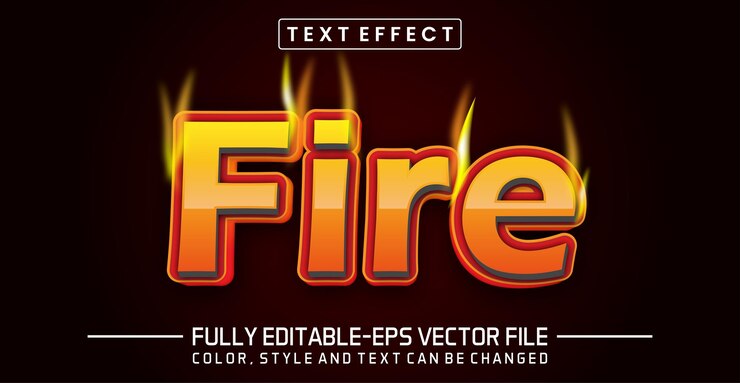 Vector efecto de estilo de texto editable de fuego