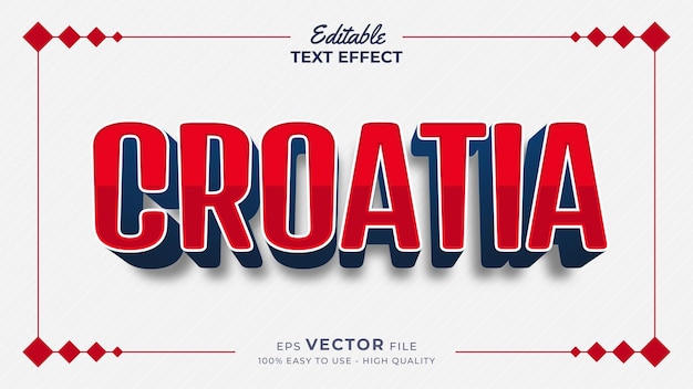 Efecto de estilo de texto editable fútbol de croacia para el campeonato de fútbol de la copa mundial de la fifa qatar 2022