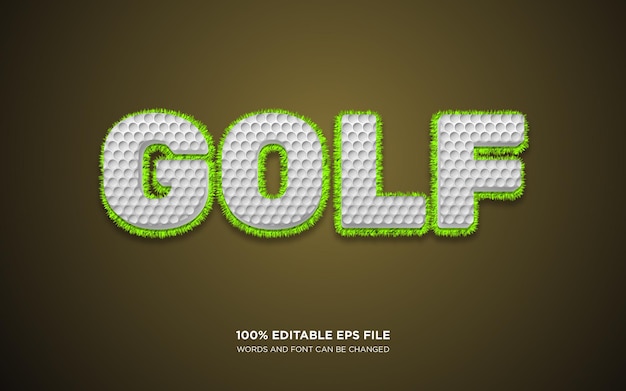 Vector efecto de estilo de texto editable en golf 3d