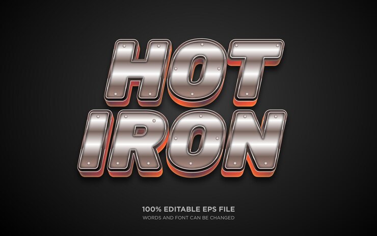 Vector efecto de estilo de texto editable hot iron 3d