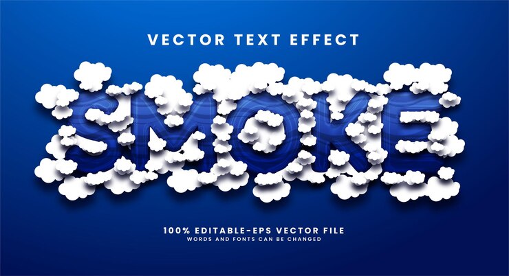 Vector efecto de estilo de texto editable de humo texto de estilo de corte de papel adecuado para temas de contaminación del aire