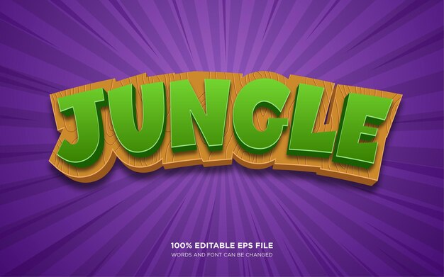 Efecto de estilo de texto editable jungle 3d