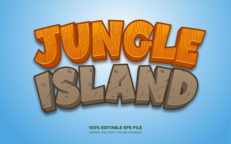 Vector efecto de estilo de texto editable de jungle island