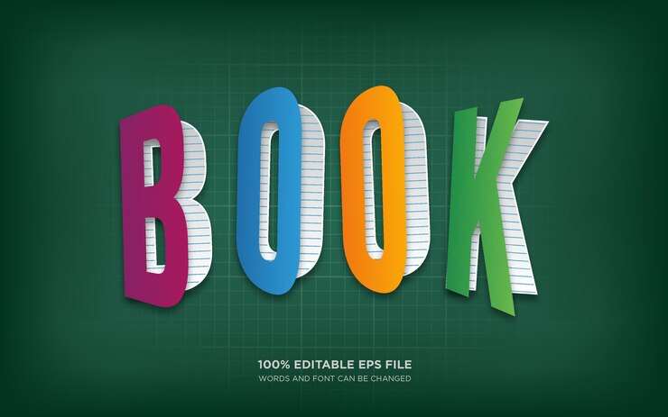Vector efecto de estilo de texto editable de libro abierto