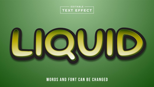 Vector efecto de estilo de texto editable líquido verde