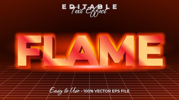 Efecto de estilo de texto editable de llama Tema de estilo de lenguaje de texto 3D de brillo