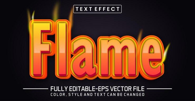 Vector efecto de estilo de texto editable de llama