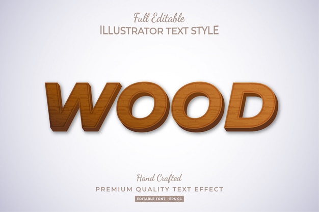 Efecto de estilo de texto editable de madera Premium