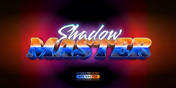 Vector efecto de estilo de texto editable maestro de la sombra en un diseño de aspecto retro con antecedentes experimentales ideal para la promoción de plantillas de pancartas y publicaciones en redes sociales con el logotipo de volantes de afiches