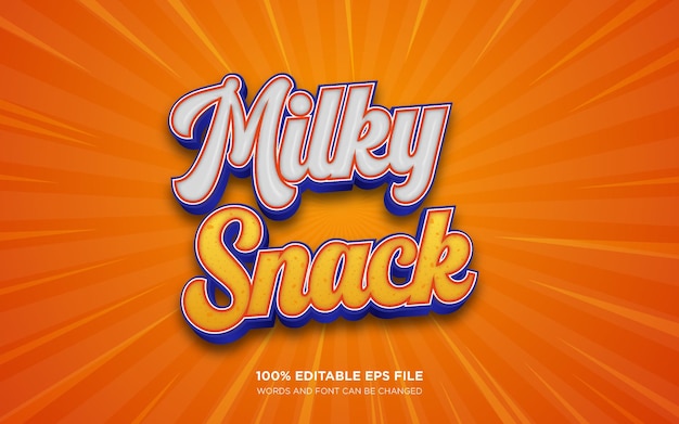 Efecto de estilo de texto editable milky snack