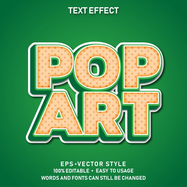 Efecto de estilo de texto editable moderno Pop Art