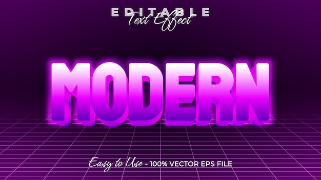 Efecto de estilo de texto editable moderno Tema de estilo de lenguaje de texto Glow 3D