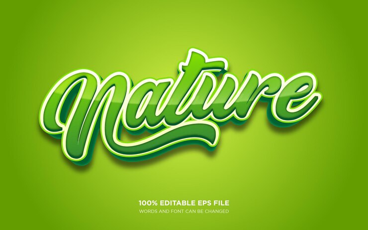 Vector efecto de estilo de texto editable nature fresh 3d