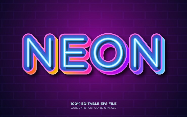 Vector efecto de estilo de texto editable neon glow