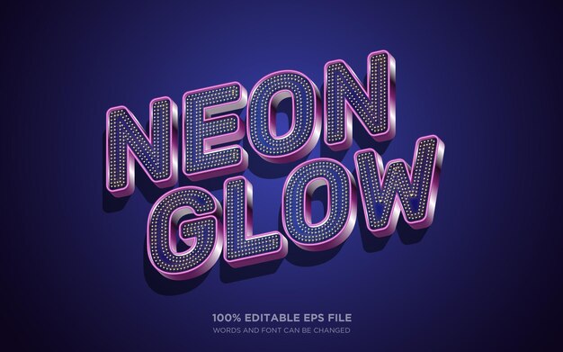Efecto de estilo de texto editable Neon Light Glow 3D