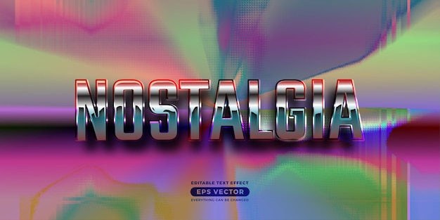 Efecto de estilo de texto editable Nostalgia en tema de estilo retro ideal para publicación de carteles en redes sociales y promoción de plantilla de banner