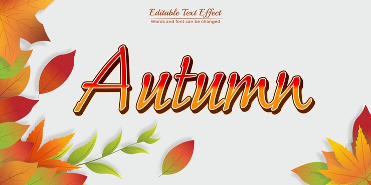 Vector efecto de estilo de texto editable de otoño y fondo de hojas de otoño