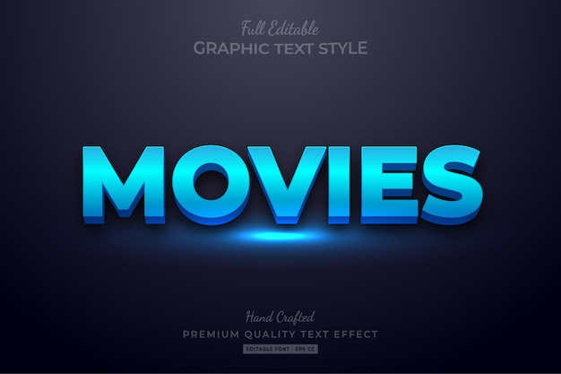 Vector efecto de estilo de texto editable de películas azules