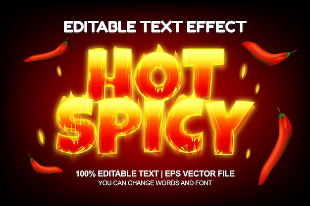 Efecto de estilo de texto editable picante caliente