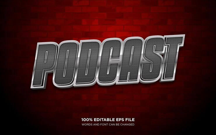 Vector efecto de estilo de texto editable de podcast