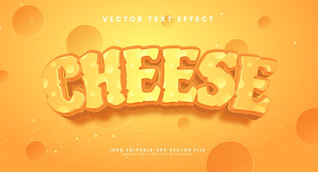 Vector efecto de estilo de texto editable de queso efecto de texto vectorial para un menú de queso dulce