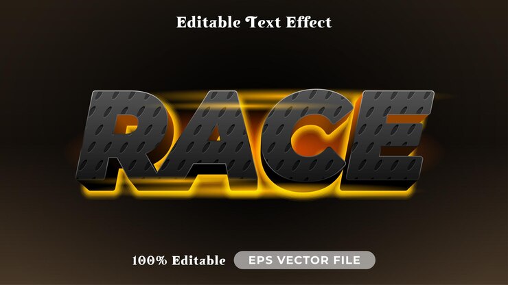 Vector efecto de estilo de texto editable de raza tema de estilo de lenguaje de texto glow 3d