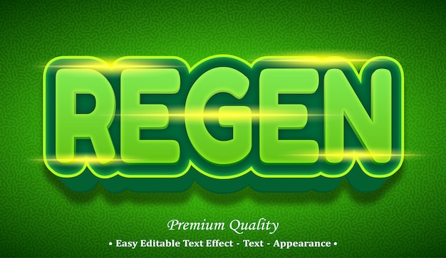 Efecto de estilo de texto editable regen 3d