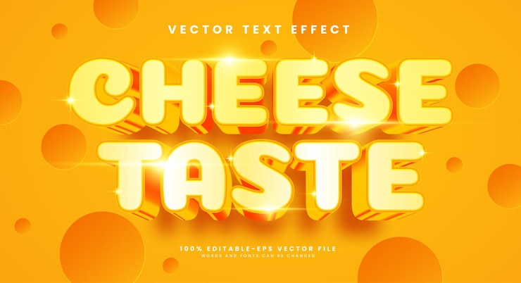 Vector efecto de estilo de texto editable con sabor a queso amarillo efecto de texto vectorial con concepto de lujo