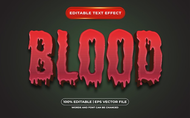 Vector efecto de estilo de texto editable de sangre adecuado para el tema del evento de halloween