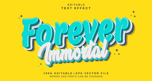 Vector efecto de estilo de texto editable para siempre tema de estilo de texto inmortal