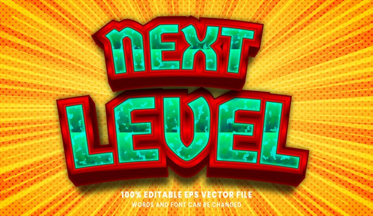 Vector efecto de estilo de texto editable de siguiente nivel