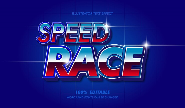 Vector efecto de estilo de texto editable de speed race