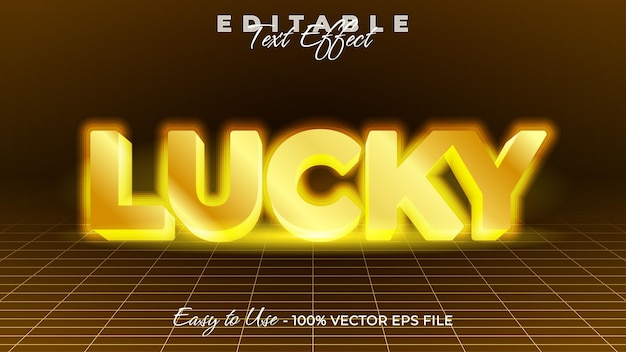 Efecto de estilo de texto editable de suerte Tema de estilo de lenguaje de texto Glow 3D