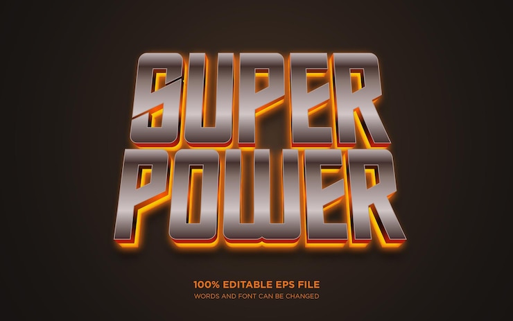 Vector efecto de estilo de texto editable super power 3d