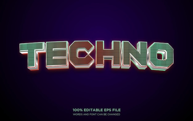 Efecto de estilo de texto editable Techno 3D