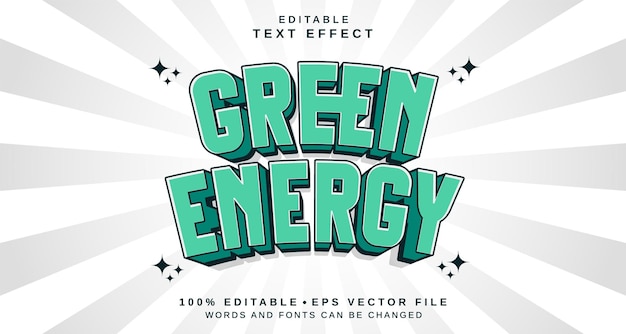 Efecto de estilo de texto editable Tema de estilo de estilo de mensaje de energía verde