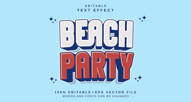 Efecto de estilo de texto editable Tema de estilo de estilo de mensaje de fiesta en la playa