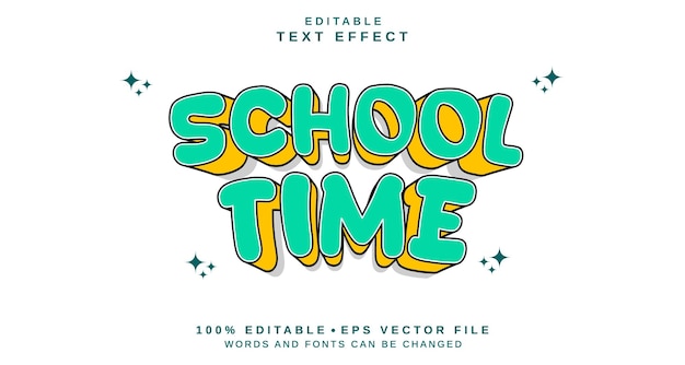 Efecto de estilo de texto editable Tema de estilo de estilo de mensaje de tiempo escolar