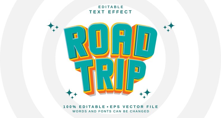 Vector efecto de estilo de texto editable tema de estilo de estilo de mensaje de viaje por carretera
