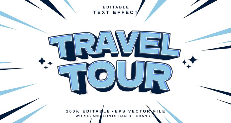 Vector efecto de estilo de texto editable tema de estilo de estilo de mensaje de viaje