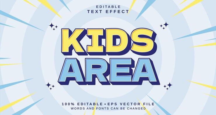Vector efecto de estilo de texto editable tema de estilo de estilo de textos de área para niños