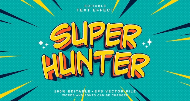 Efecto de estilo de texto editable Tema de estilo de lenguaje de Super Hunter