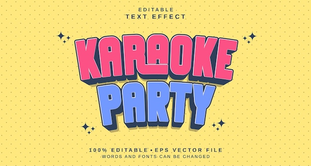 Efecto de estilo de texto editable Tema de estilo de mensaje de Karaoke Party
