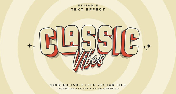 Vector efecto de estilo de texto editable tema de estilo de text classic vibes