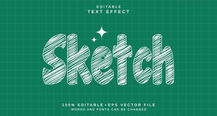 Vector efecto de estilo de texto editable tema de estilo de texto de boceto