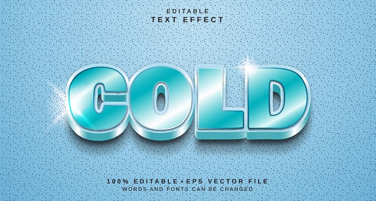 Vector efecto de estilo de texto editable tema de estilo de texto frío