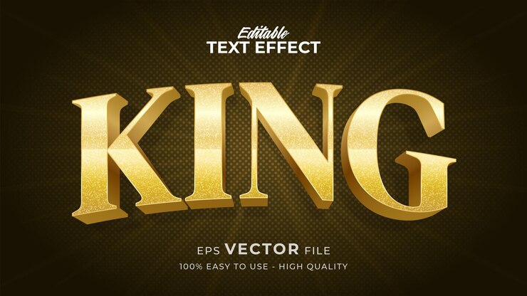 Vector efecto de estilo de texto editable: tema de estilo de texto gold king