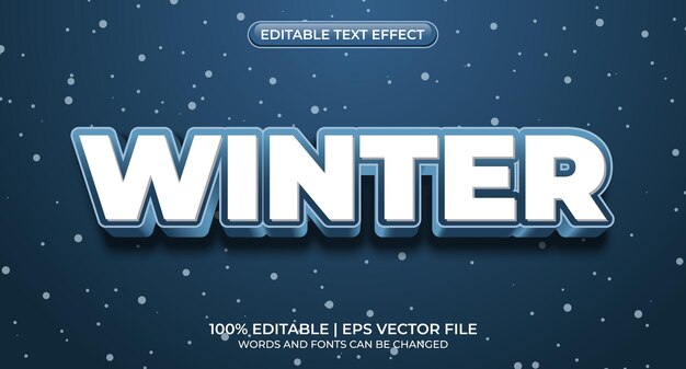 Efecto de estilo de texto editable: tema de estilo de texto de invierno. Invierno: efecto de texto editable, estilo de fuente