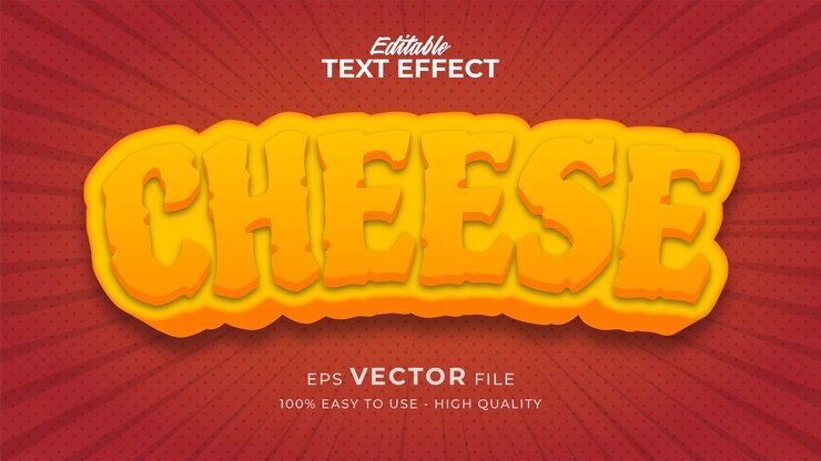 Vector efecto de estilo de texto editable: tema de estilo de texto de queso