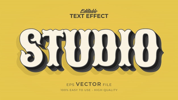 Efecto de estilo de texto editable: tema de estilo de texto retro de estudio